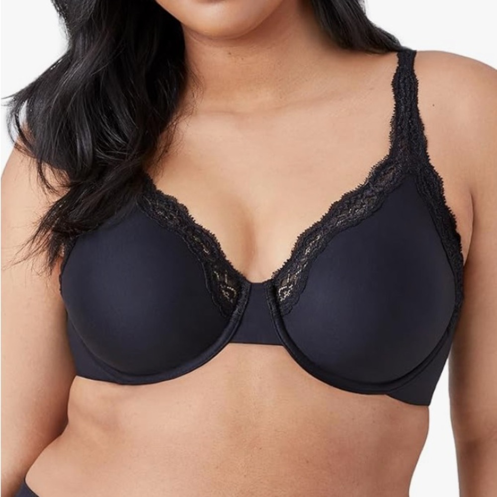 NWT Wacoal Softly Styled Underwire Black Bra w/ Lace / size 40G